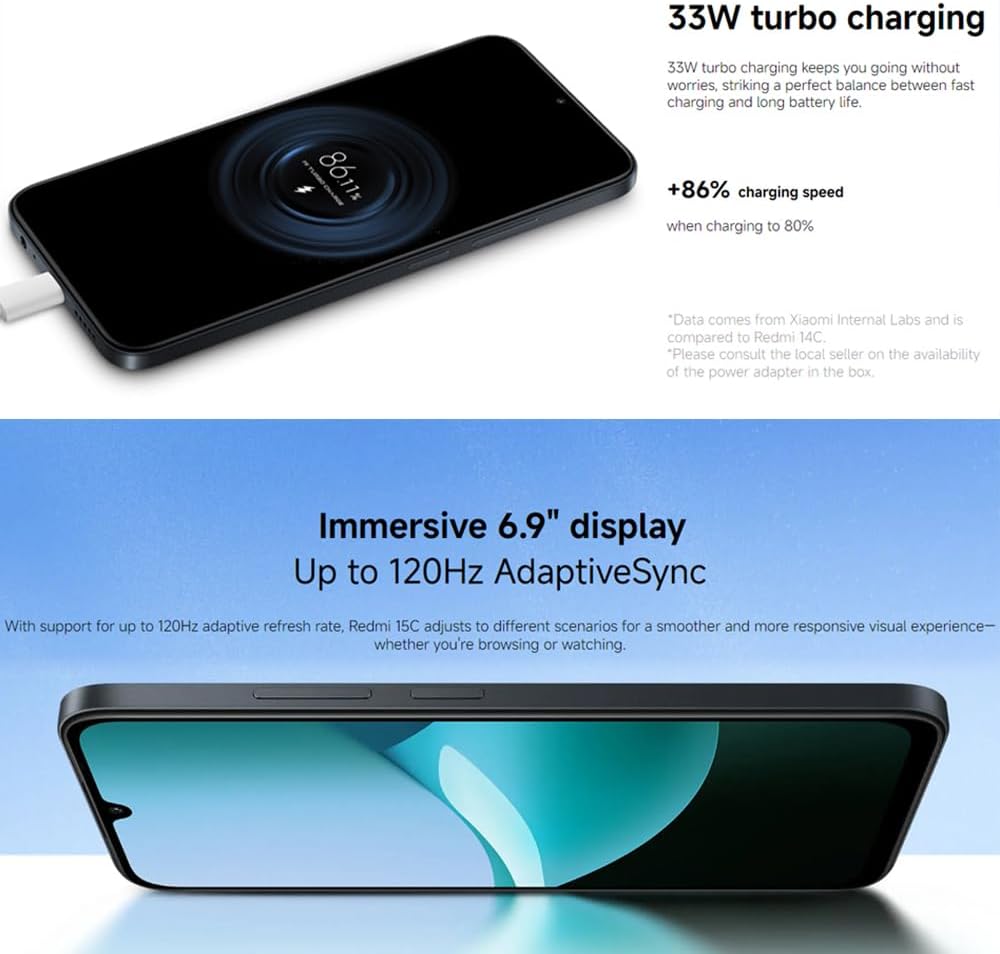 Xiaomi Redmi 15C Smartphone Global Version MediaTek Helio G81-Ultra 120Hz 6.9" Dot Drop display 33W charging