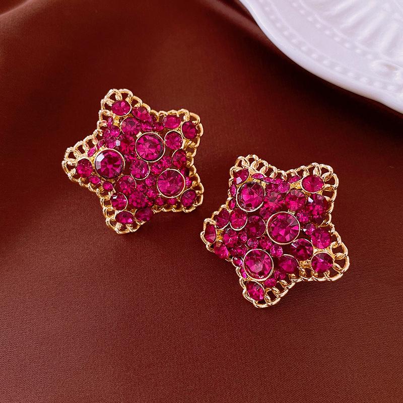 European and American Diamond-set Oval Earrings Retro Earrings Niche Light Luxury High-end Earrings Women