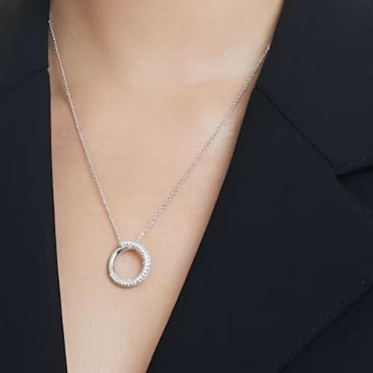 Swarovski Dextera Paved Design Imitation Crystal Rhodium Plated Necklace Women necklace Silver 5692737