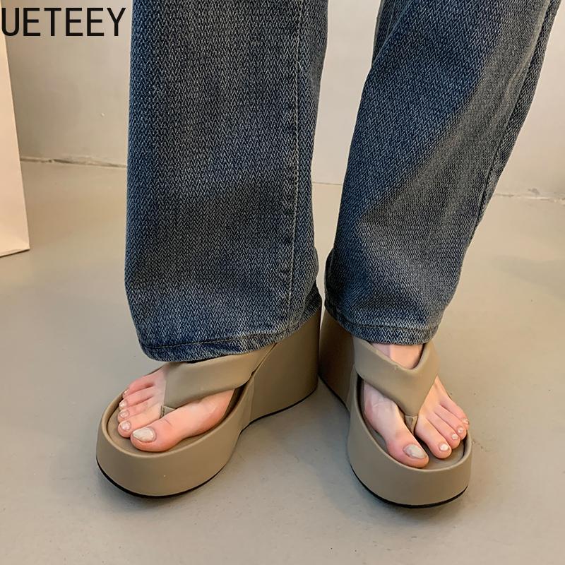 Summer Flip Flop Clip Toe Platform Wedges Heel Women Slippers Shoes Beach Vacation Ladies Slides Shoes