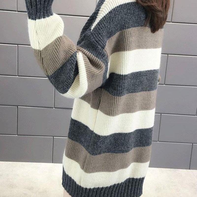 Sweater Women Autumn and Winter Thickened Warm Knitted Stretchy Long-Sleeve Oversized Top