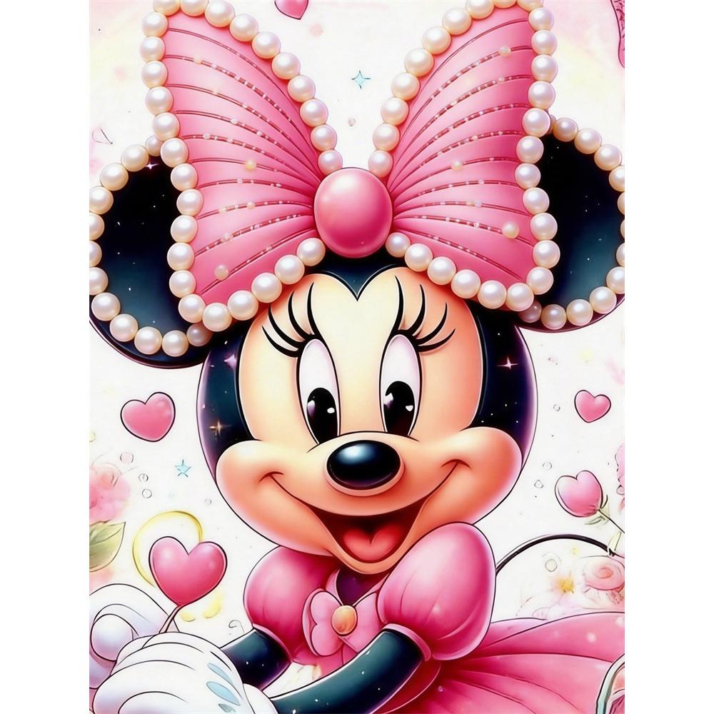 

Disney Pearl Painting Set Sweet Minnie Mouse with Pearl Bow Sparkling Painting Craft Home Wall Decoration Handmade Gift 35x45cm