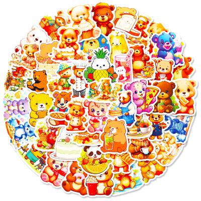 50 Stickers for Bear Food Stickers Cute Little Bear Creative DIY Decoration Guka Stickers Waterproof Stickers