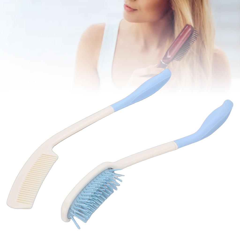Handled Comb and Hair Brush Set Comb Hair Brush Curved Ergonomic Grip for Limited Mobility