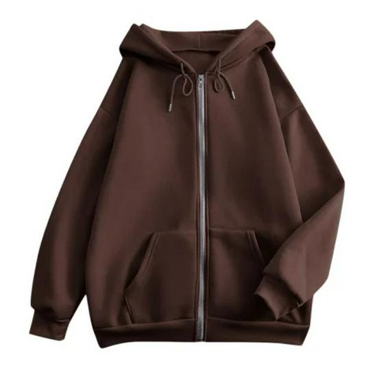 Veste à capuche zippée chaude décontractée pour femme, style européen et américain, 2024