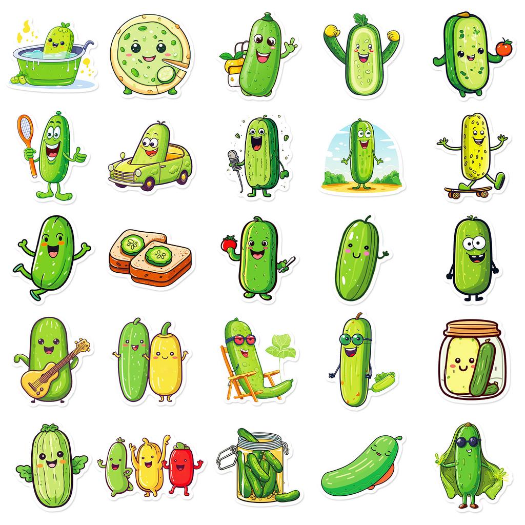 50 Sour Cucumber Pickle Cartoon Stickers DIY Suitcase Notebook Water Cup Decoration Stickers