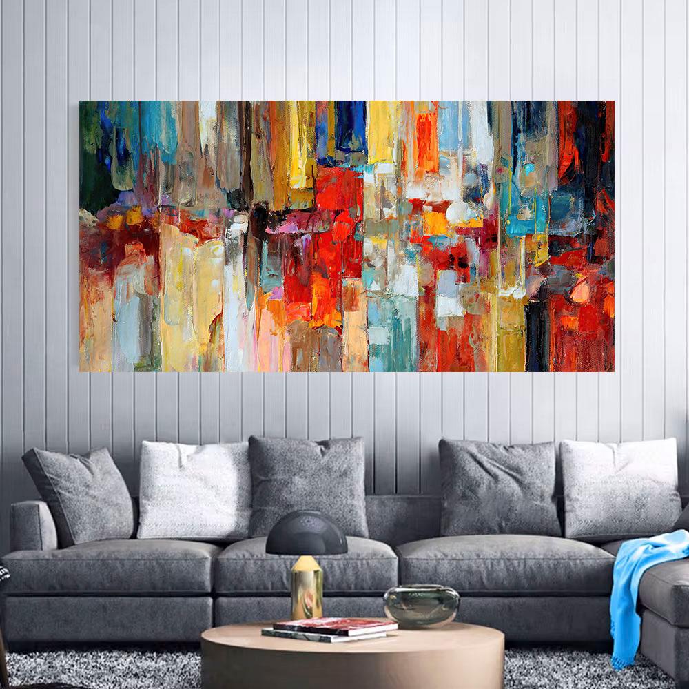 Abstract Colorful Paint Textured Oil Painting On Canvas Wall Art Posters Modern Home Decor Wall Pictures For Living Room Mural,