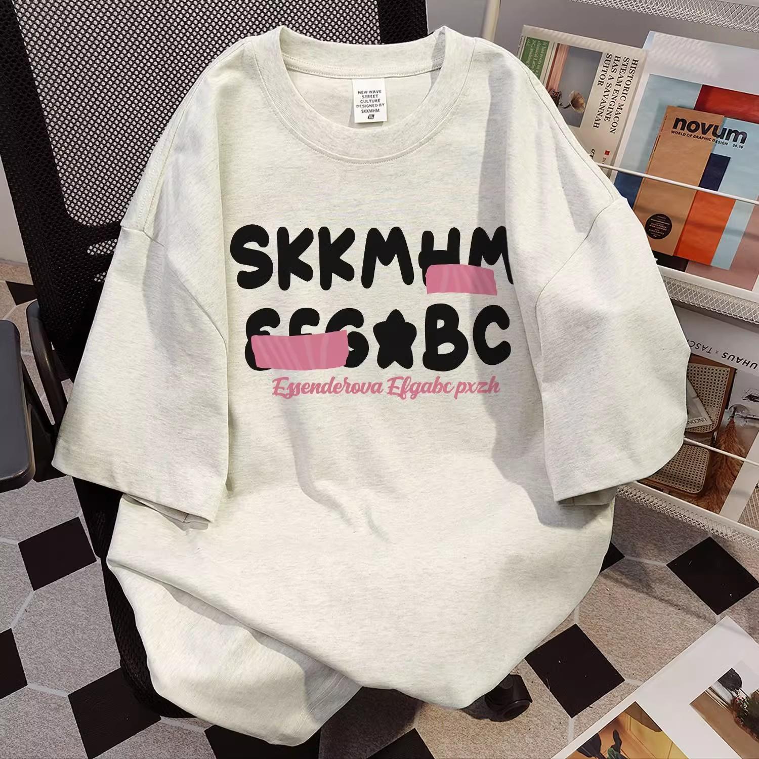 

American pure cotton design sense letter printing short-sleeved t-shirt women s summer new loose large size half-sleeved top ins tide M (recommended 40-52.5kg )