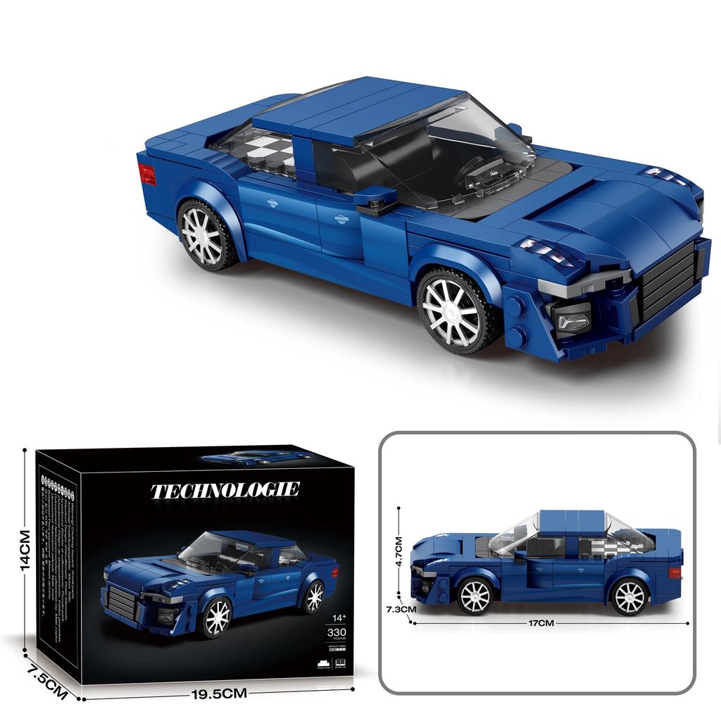 Non-Toxic 330Pcs Technology Sports Car Building Blocks City Racing Vehicle Model Bricks Desktop Ornaments Kids Diy Toys Holiday Gifts
