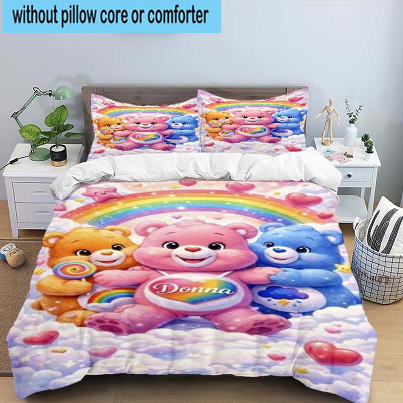 3PCS Rainbow Bears 3pcs Bedding,Including 3PCS Duvet Cover And 2pcs Pillowcases Perfect for Christmas,Ideal for Bedroom, Dormitory