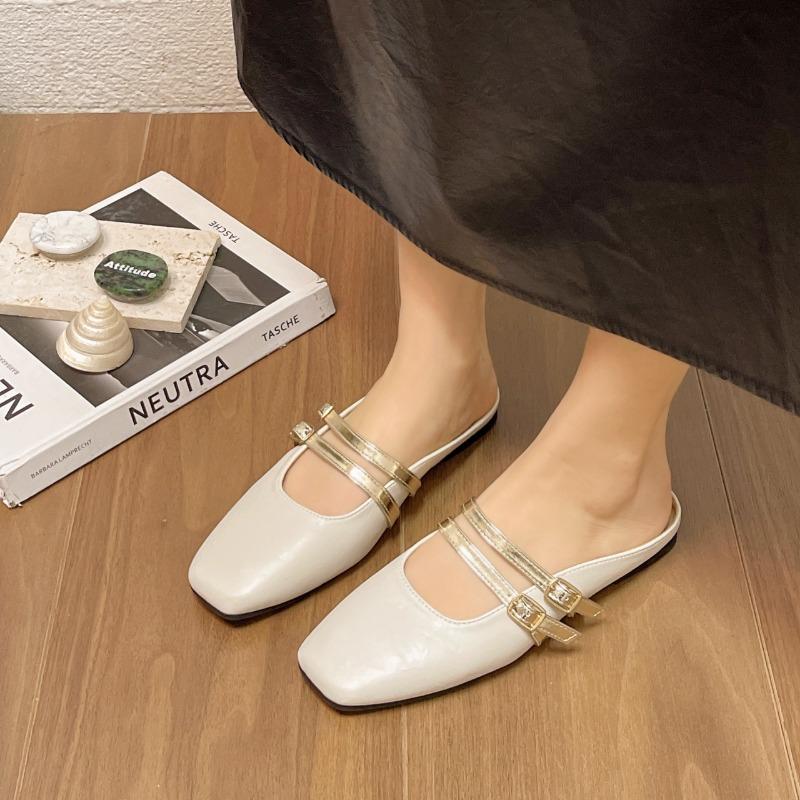 Women's Slippers Soft Sole Baotou Slippers Buckle New Style Comfortable Summer Women's Square Toe Casual Fashion Sandals