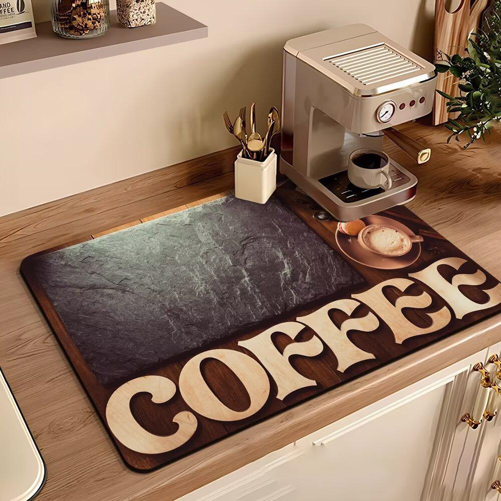 Coffee Machine Mat Waterproof Drain Pad Non-slip Dish Drying Mats for Kitchen Quick Dry Tableware Faucet Placemat Dinnerware