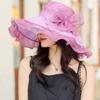 Big eaves lace sunshade women's spring and summer travel mesh yarn hat sunscreen elegant organza breathable folding sun hat