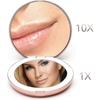Specchio per Trucco da Viaggio Fancii con Luce LED, Ingrandimento 1x/10x - LED Luce Diurna, Compatto, Portatile, Specchio Pieghevole Illuminato Oro Rosa SZRH A-W