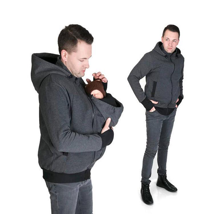 European and American Kangaroo Parent Multifunctional Sweatshirt with Nursery Bag for Autumn and Winter.