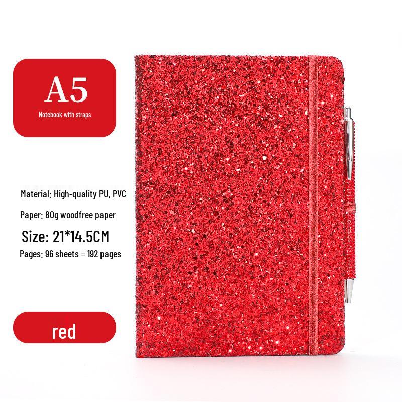 Exquisite Glitter Sequin Strap Journal: Personalized Creative Diary Notebook