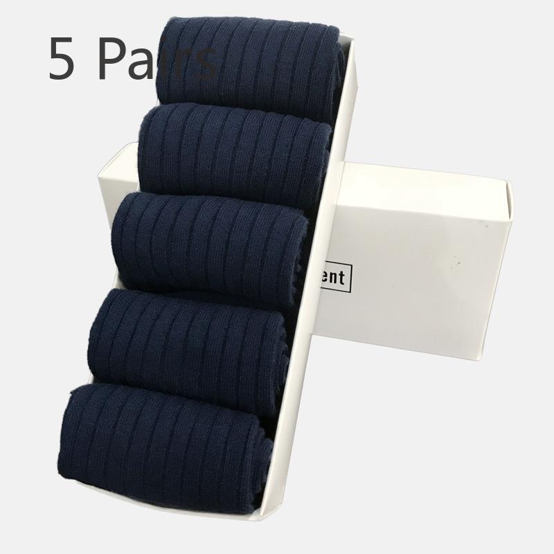 5 Pairs of Men's Spring and Autumn Striped Cotton Box Commercial Tube Socks