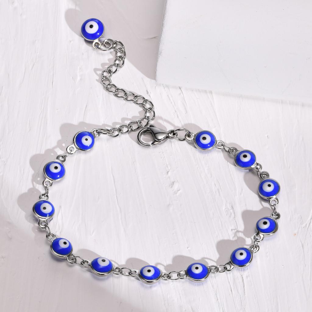 Colorful Demon Eye Bracelet for Women,Stainless Steel Chain Bracelets,Gold Plated Charm Jewelry Gifts