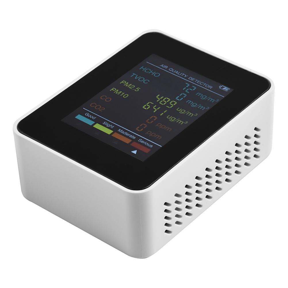 Portable 6 in 1 Air Monitor Detect PM2 5 PM10 HCHO TVOC in Home Office and Travel Settings with Real Time Data