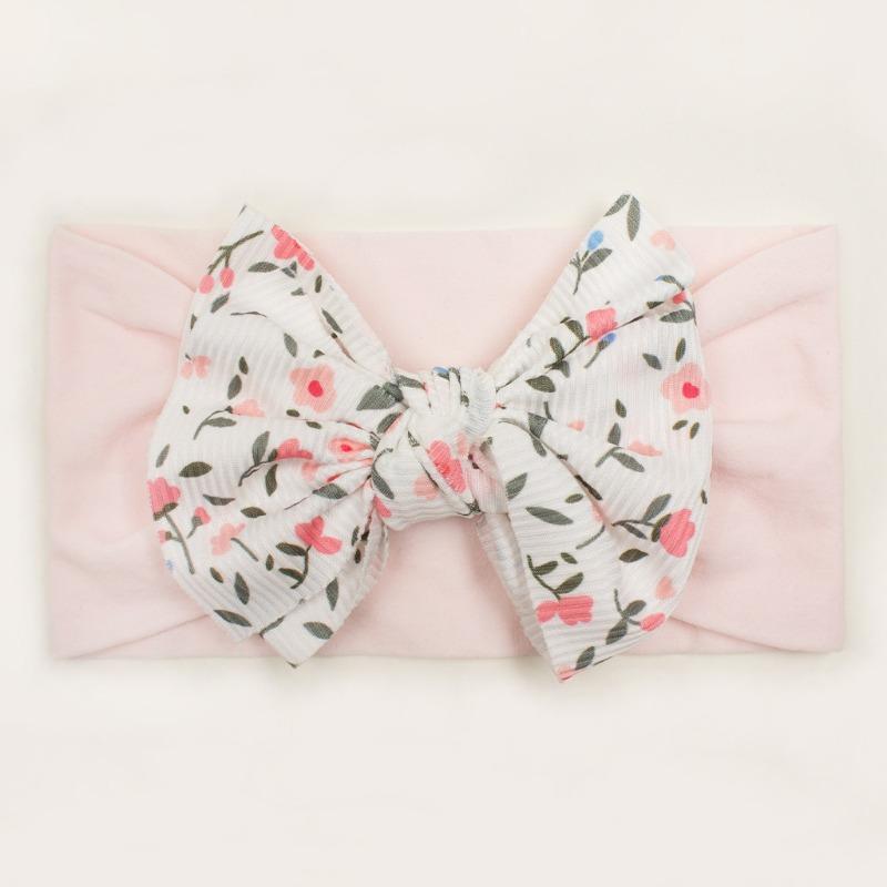 New twill print bow children's headband, summer thin solid color baby hair accessories, girls headscarf