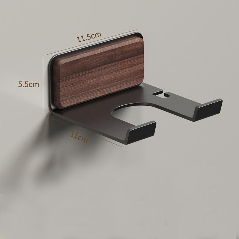 Hair Dryer Holder Bathroom Wall Mounted Hair Dryer Storage Rack Punch-Free Wood Natural Style Hair Dryer Hanger Bathroom Shelf