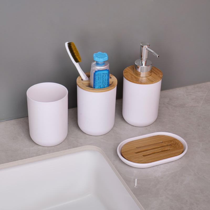 Badezimmer-Aufbewahrungsset im nordischen Stil - 4-teiliges Organizer-Set, umweltfreundliche moderne Toilettenartikel für ein platzsparendes Badezimmer