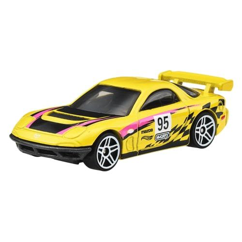 Hot Wheels Basic Car '95 Mazda RX-7 Drift Vehicle Toy Diecast Car for Ages 3 and Up, Yellow, JFN71