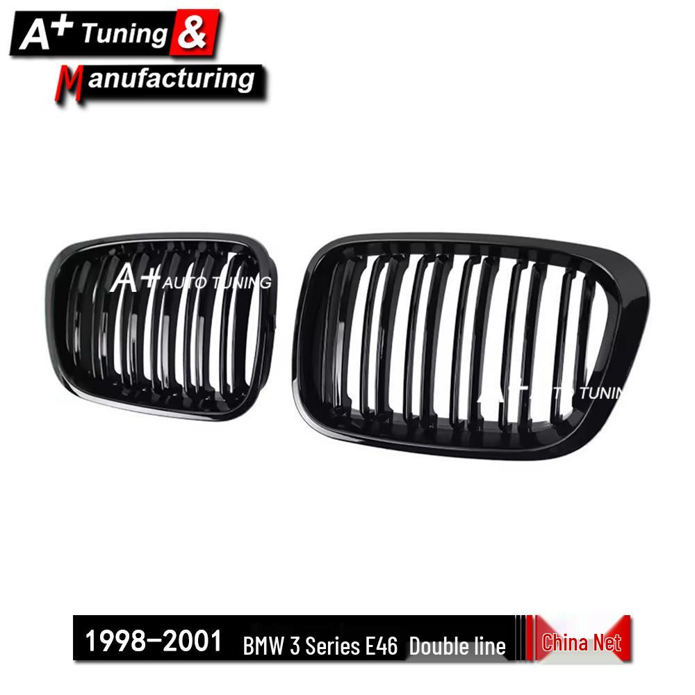 BMW E46 3er Reihe 4-Türer Doppellinien Glänzend Schwarzer Kühlergrill (1998-2001)