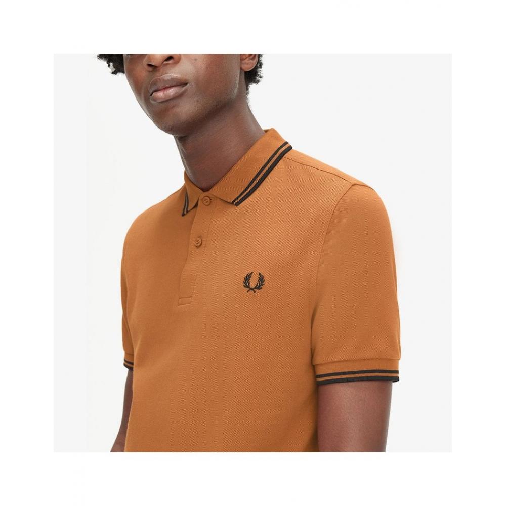 Twin Tip Fred Perry Shirt   Marmalade Black Afpm2433600 W94