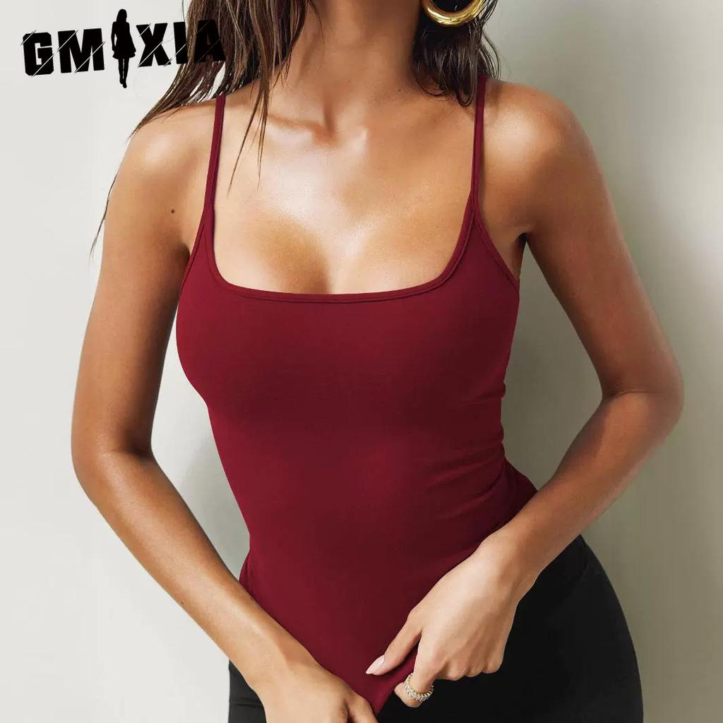 GMXIA Colored Knitted Spice Girl Camisole Base Women with Stylish Slim Cropped Top for Summer
