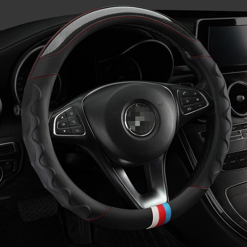 Carbon Fiber Leather Steering Wheel Cover 38CM Universal Car Steering Wheel Case Auto Supplies Non-slip Car Steering Wheel Cover