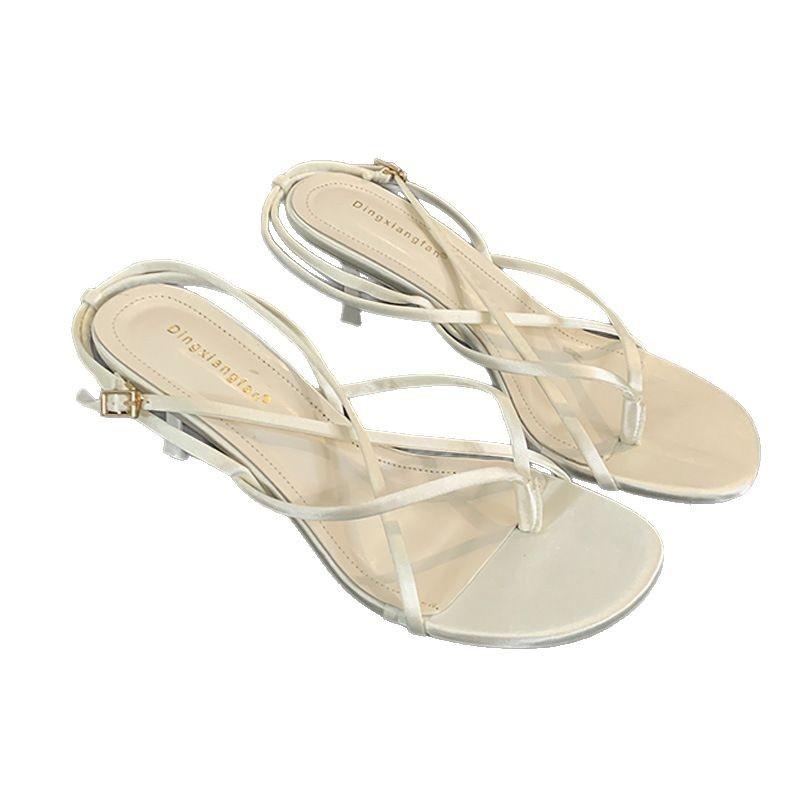 Fashion High heels women's 2024 summer new style fashion cross thin strap heels Korean style temperament high heel sandals
