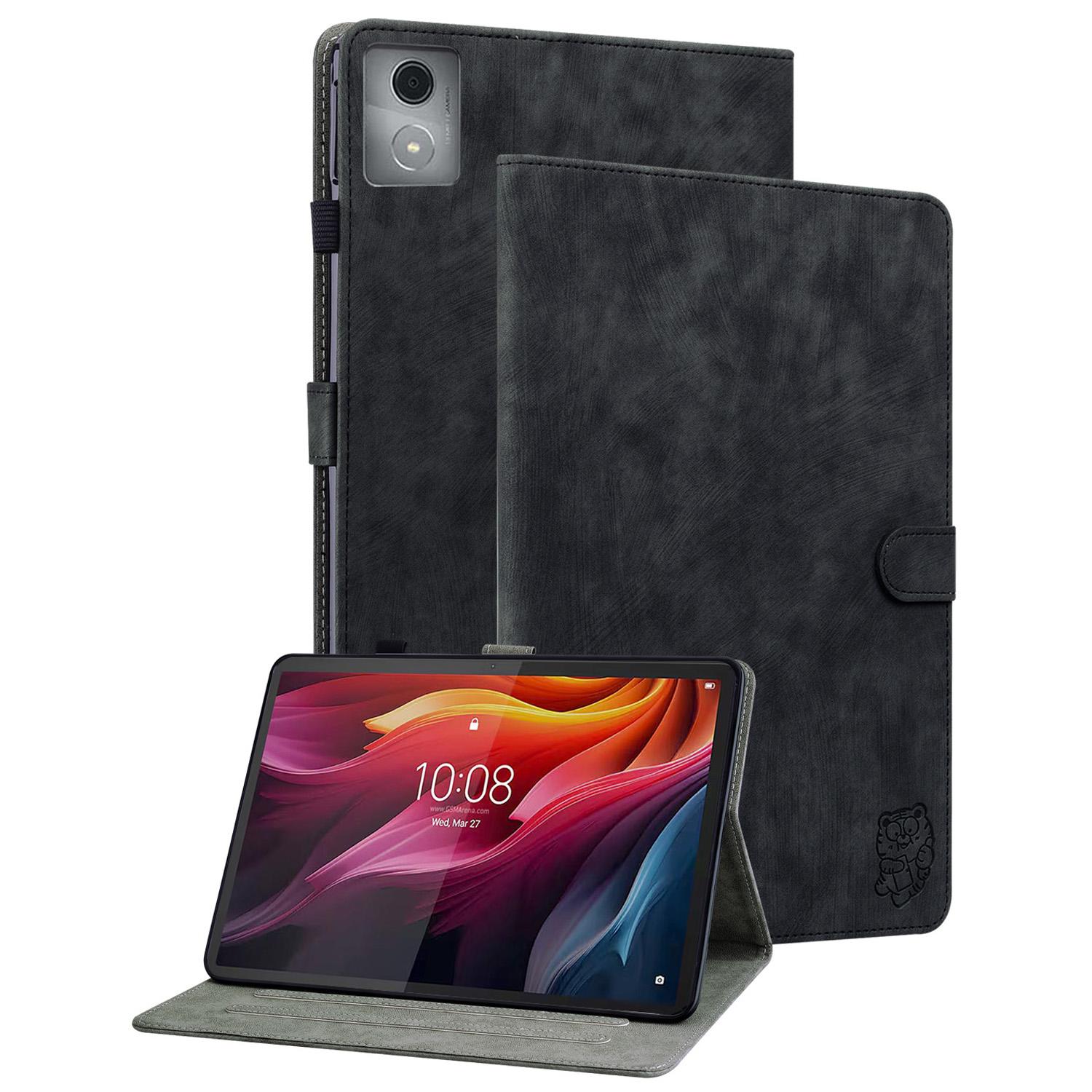 

Чехлы для Lenovo Tab K11 Plus Противоскользящая обложка для планшета из ПУ кожи с тигровым принтом Black