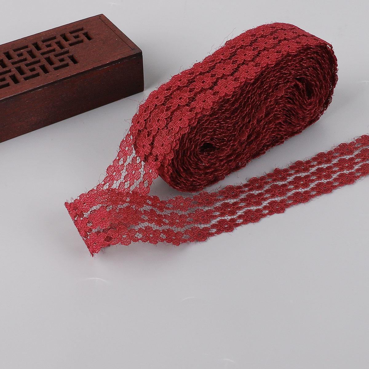 

10 ярдов 2,5 см ремесленные изделия вышитые сетчатые кружевные края ленты DIY ремесла бордовый