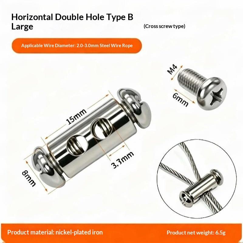 10Pcd Double Hole Suspension Cable Clip Adjustable Steel Wire Rope Cable Lock For Hanging Fixing Outdoor Hardware Accessories