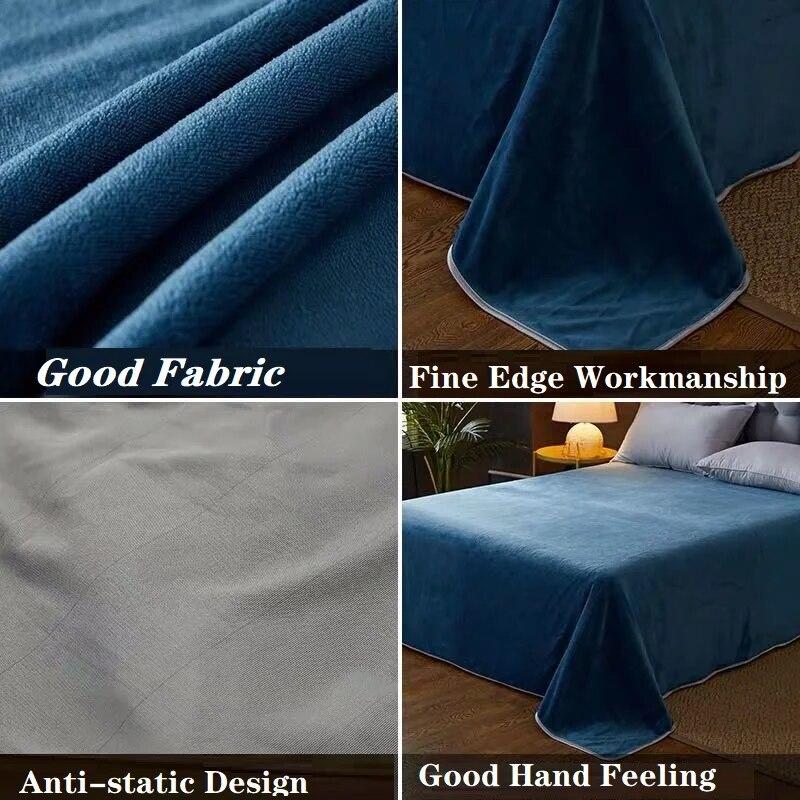 Good Quality Winter Soft Crystal Velvet Flat Sheet Coral Fleece Solid Color Queen King Size Bed Sheet Without Pillowcase