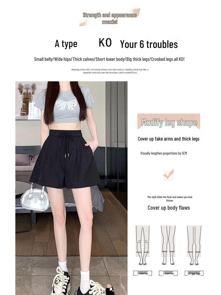 2025 Women's High Waist A-Line Sports Shorts: Fashionable Summer Drawstring Casual Wear