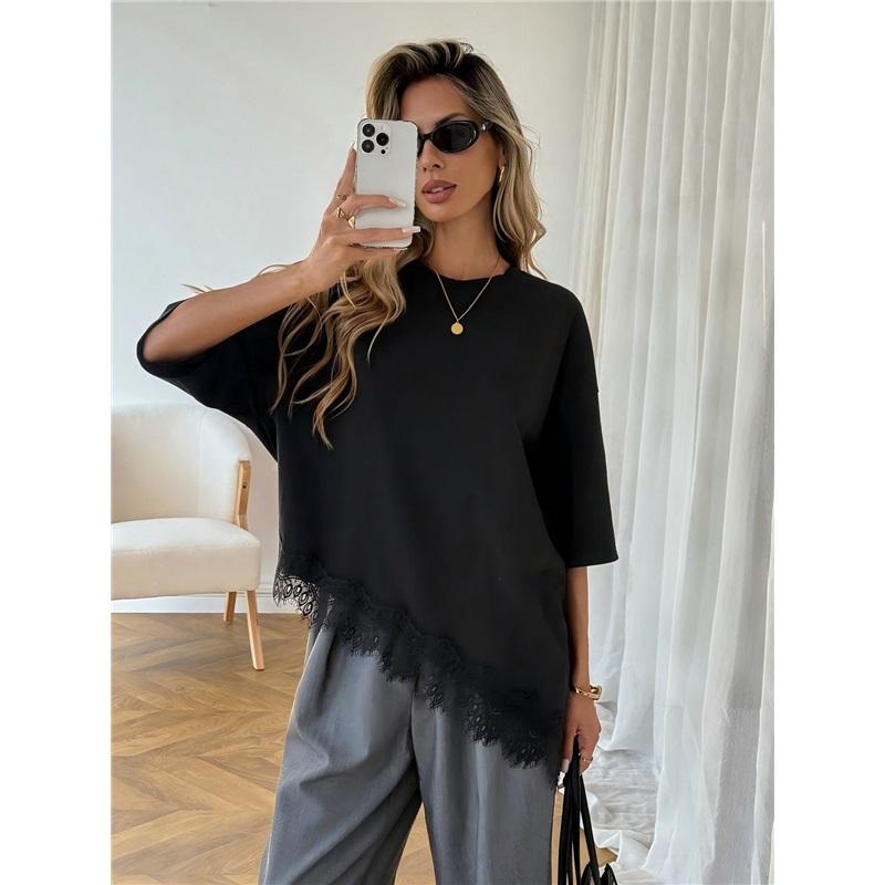 T-Shirt for Women Summer Leopard Plus Size Long Sleeve Top Round Neck Casual Stretch Loose-Fit T-Shirt