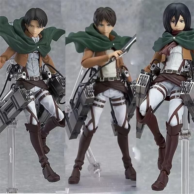 Attack On Titan Anime Figurine Statues Mikasa Ackerman 203 Eren Jaeger 207 Rivaille 213 Pvc Action Figurine Collectible Model Present