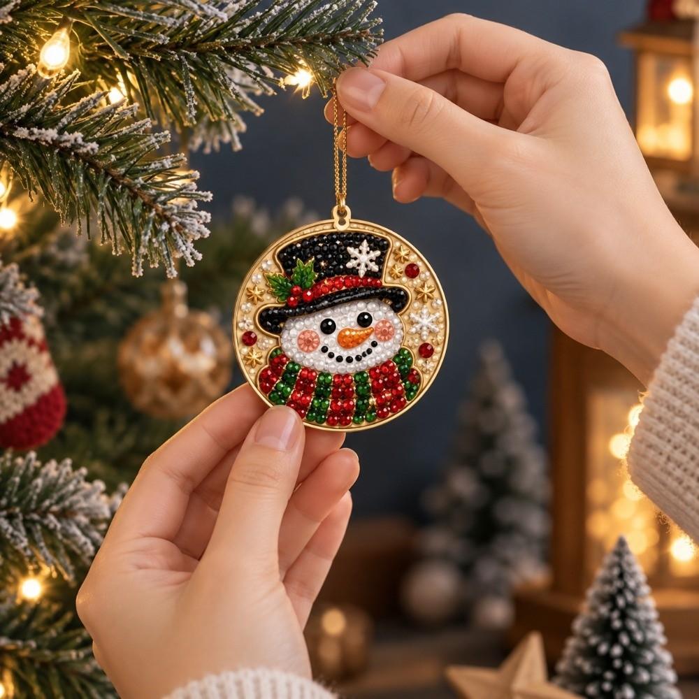 6 Stück/Set Metallkette Diamantmalerei-Set 3D Perlen Hängender Suncatcher Bastelartikel Weihnachtsdekoration