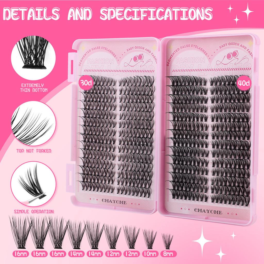 504 Clusters Of Single-Cluster False Eyelashes 8-16Mmdiy Segmented Natural Dense D-Curve Self-Grafting