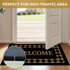 Black Door Mat Welcome Entry Non-Slip Floor Mat Indoor Living Room Bedroom Home Decoration Carpet Large