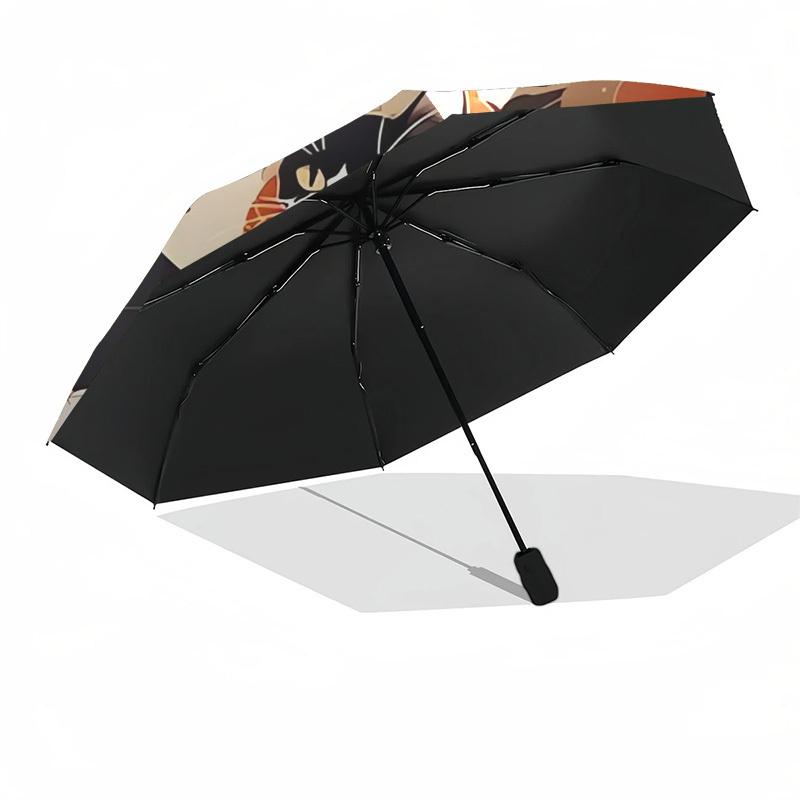 1pc Japanese Cat Moon Night Flowers Umbrella with Plastic Handle,Suitable for All Seasons Home Travel Outdoor UmbrellaDD637