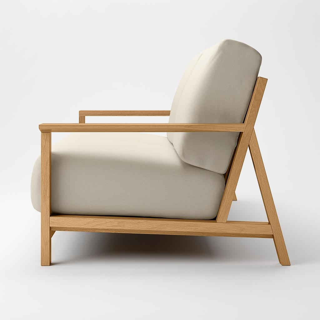 MUJI Sofa Cover for Wooden Frame, Washed Cotton Canvas, Beige, KB4KLA2A
