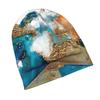 ZLIENSZUS '/' Marble Knit Skull Hat - Golden & Blue Faux Marble, Subtle Marbling Suitable for Cold Weather, Fashionable Winter Hat for Adults, Versati