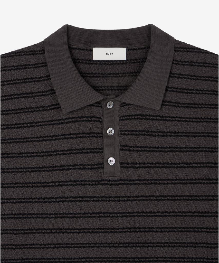 Tienjiti W Striped Polo Washable Knit (Greyish Brown) Tnsw6E202W2
