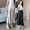 Satin Fish Tail Skirt With High Waist For Women Spring Stylish Pencil Skirt