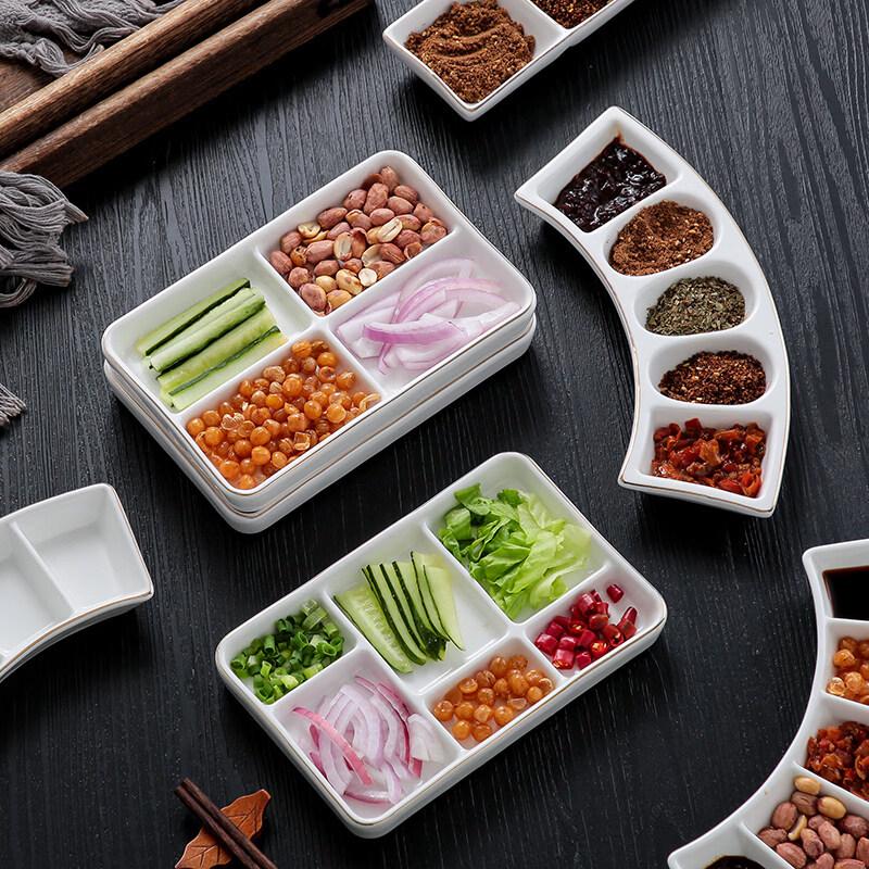 Elegant Ceramic Multi-Compartment Dipping Dish