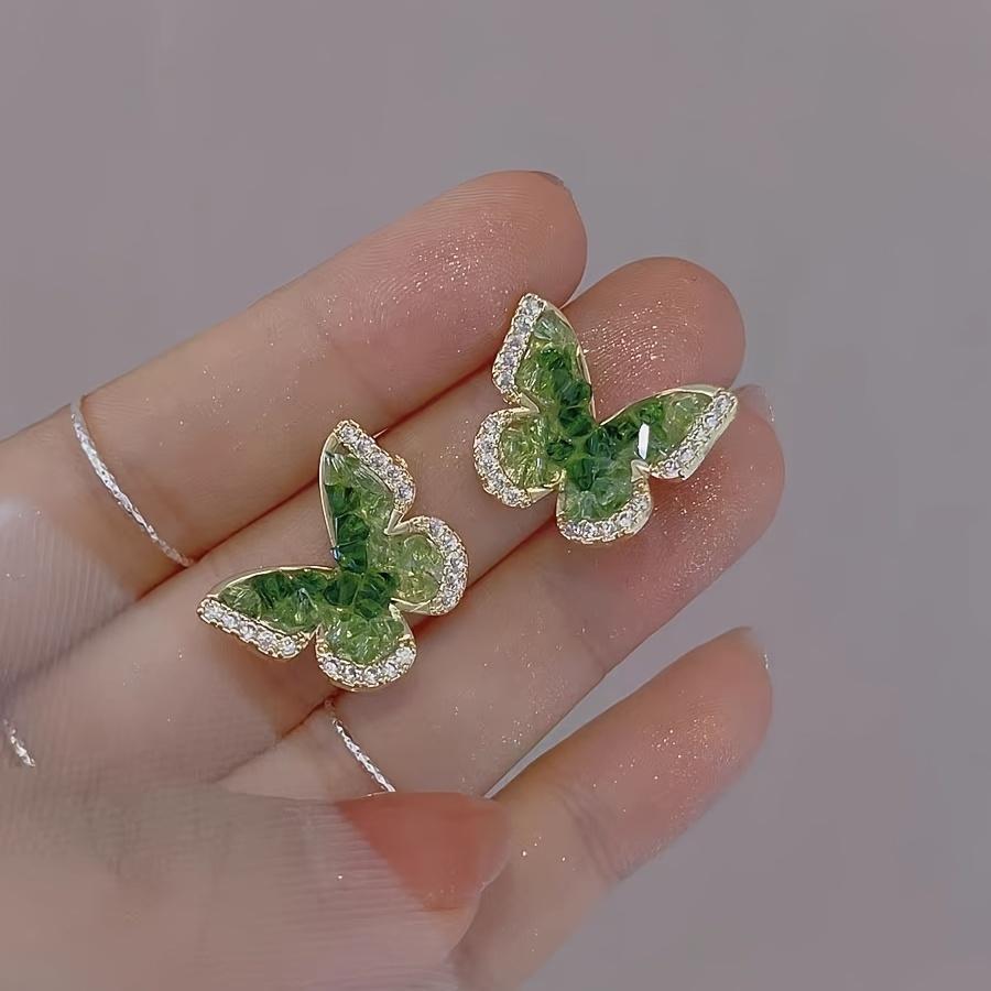 

Серьги, градиентная зеленая искусственная хрустальная бабочка, подарок зелёный