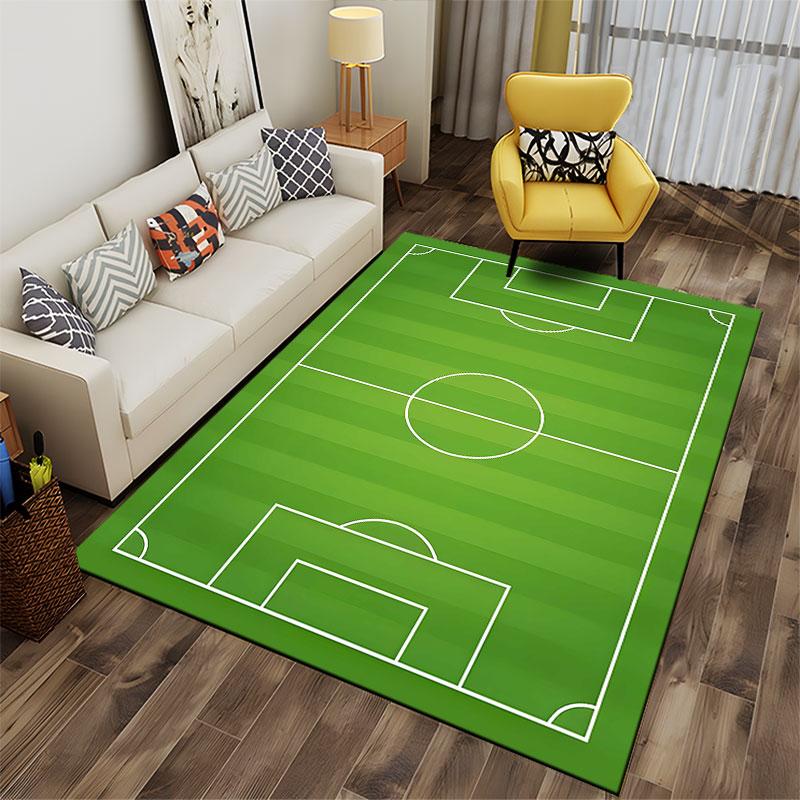 Soccer Field Design Carpet suitable as a non-slip mat for the living room or bedroom sofa